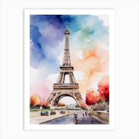 Watercolor Of Eiffel Tower Art Print