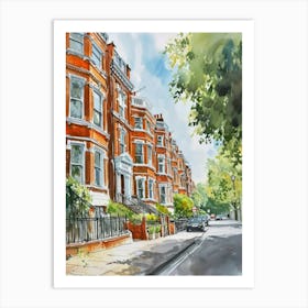 Kensington And Chelsea London Borough   Street Watercolour 3 Art Print