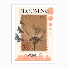 Blooming and three Butterflies Art Print