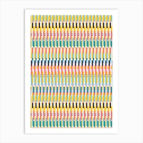 Bright Retro Mod Multicolor Stripe Pattern Art Print