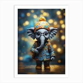 Elephant With Glasses Art Print