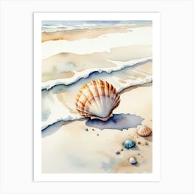 Seashell on the beach, watercolor painting 9 Art Print