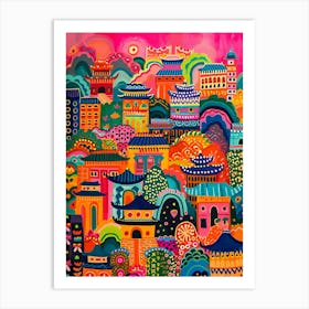 Kitsch Colourful Cityscape 4 Art Print