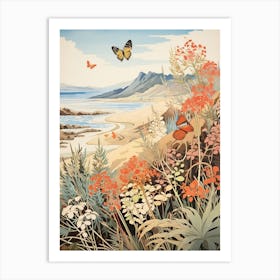 Butterflies In The Sand Dunes Japanese Style Painting 1 Art Print