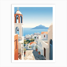 Santorini, Greece, Graphic Illustration 1 Art Print