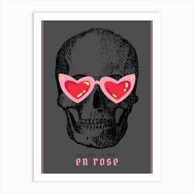 Rose Tinted Glasses Skull Art Print