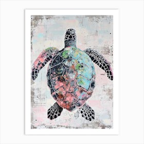 Paint Splash Sea Turtle 3 Art Print