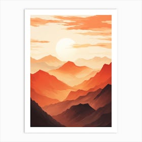 Sunset Mountain Landscape Art Print