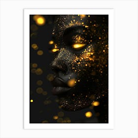 Woman With Gold Glitter On Her Face Art Print