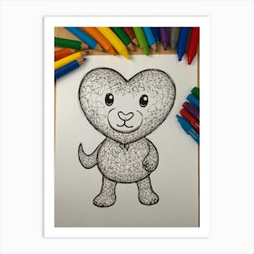 Heart Teddy Bear Art Print