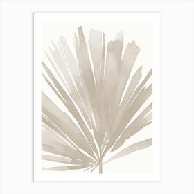 Boho Botanical Art, Beige Abstract Palm Leaf, Minimalist 1 Art Print