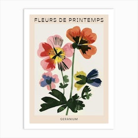 Spring Floral French Poster  Geranium 2 Art Print