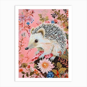 Floral Animal Painting Hedgehog 3 Art Print