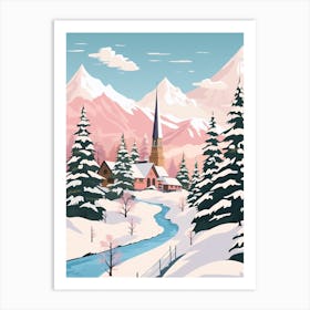 Retro Winter Illustration Bavaria Germany 1 Art Print