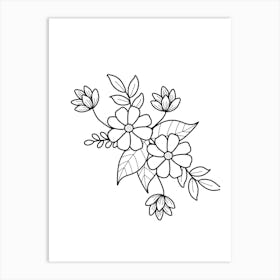 Flower Coloring Page Art Print