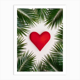 Heart With Palm Leaves Art Print