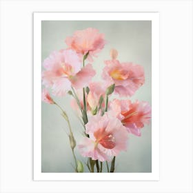 Gladioli Flowers Acrylic Painting In Pastel Colours 2 Art Print