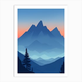 Misty Mountains Vertical Composition In Blue Tone 147 Art Print