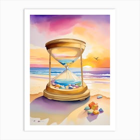 Hourglass On The Beach 2 Art Print