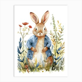 Rabbit In Blue Shirt Art Print