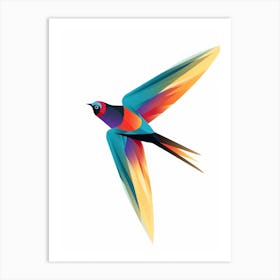 Colourful Geometric Bird Chimney Swift Art Print