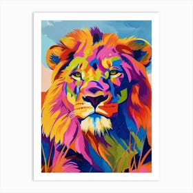 Transvaal Lion Symbolic Imagery Fauvist Painting 3 Art Print