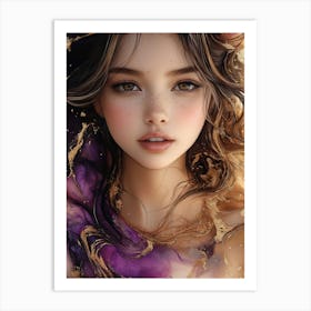 Beautiful Girl With Long Hair Art Print