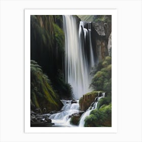 Sutherland Falls, New Zealand Peaceful Oil Art  Art Print