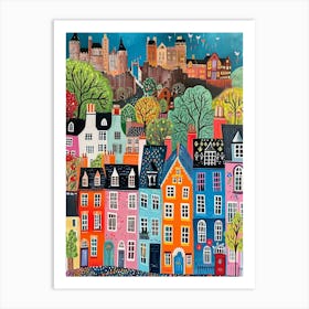 Kitsch Colourful Edinburgh Cityscape 1 Art Print