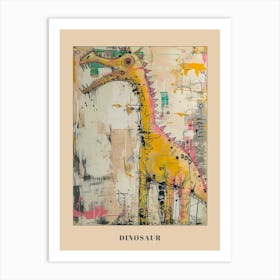 Graffiti Mustard Pastel Dinosaur Paint Splash Portrait 1 Poster Art Print