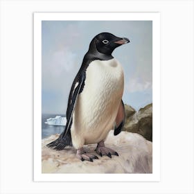 Adlie Penguin Saunders Island Oil Painting 4 Art Print