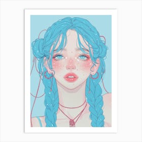 Blue Haired Girl 12 Art Print