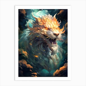 Lion In The Clouds Art Print