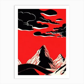 Red Mountain Landscape Art Print