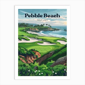 Pebble Beach Golf Course Travel Illustration Art Print