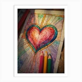 Heart Coloring Page 4 Art Print