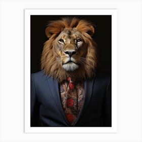 African Lion Wearing A Suit 6 Art Print