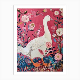 Floral Animal Painting Goose 3 Art Print