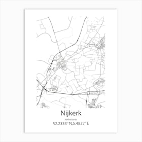 Nijkerk,Netherlands Minimalist Map Art Print