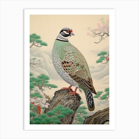 Ohara Koson Inspired Bird Painting Partridge 1 Art Print