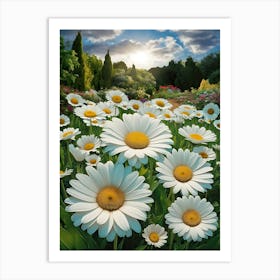 Daisies In The Garden Art Print