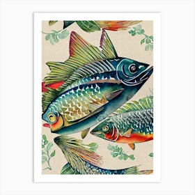 Hake Vintage Graphic Watercolour Art Print