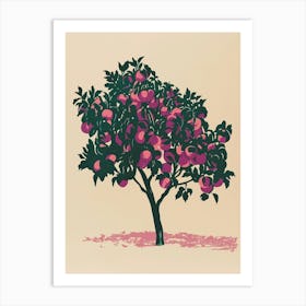 Plum Tree Colourful Illustration 2 Art Print