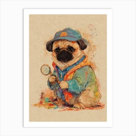 Pug Detective Art Print