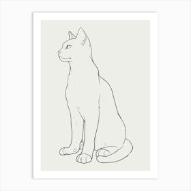 Cat Drawing Monoline Artistic Minimalist Art Print