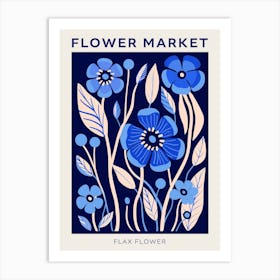 Blue Flower Market Poster Flax Flower Market Poster 3 Art Print