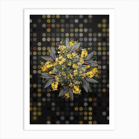 Vintage Argentine Senna Flower Wreath on Dot Bokeh Pattern n.0245 Art Print