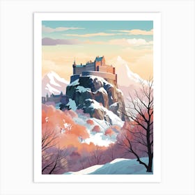 Vintage Winter Travel Illustration Edinburgh Scotland 4 Art Print