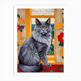 Cat By The Window Art Print