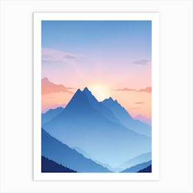 Misty Mountains Vertical Composition In Blue Tone 72 Art Print